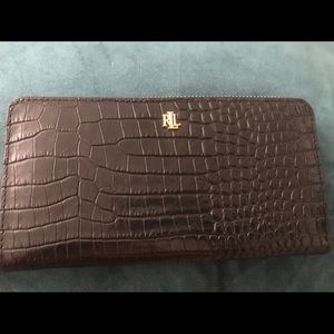 Ralph Lauren zip around croc Embossed Wallet
